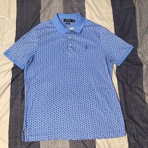 Polo Ralph Lauren Mens Polo Shirt Sz L All over Print Blue Performance